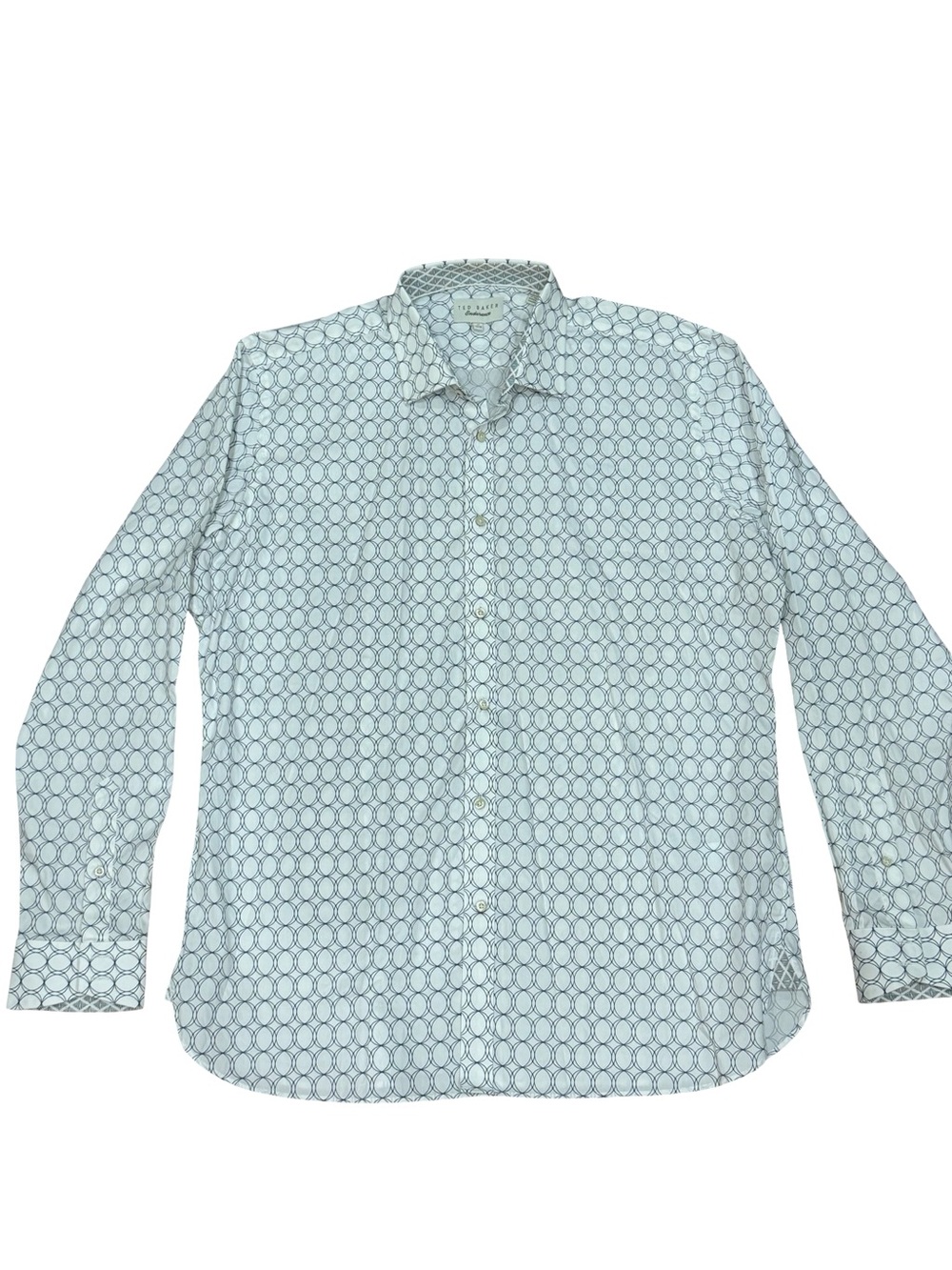 👔 TED BAKER Endurance Men's White Contrast Geometric Dress Shirt Size 17 36/37